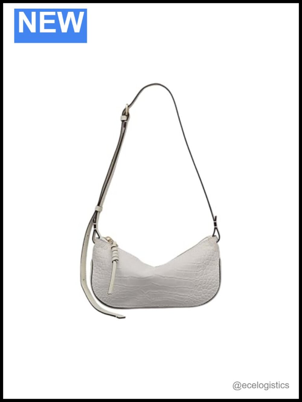 Faux Croc Leather Small Crossbody Bag Zip Closure Adjustable Strap